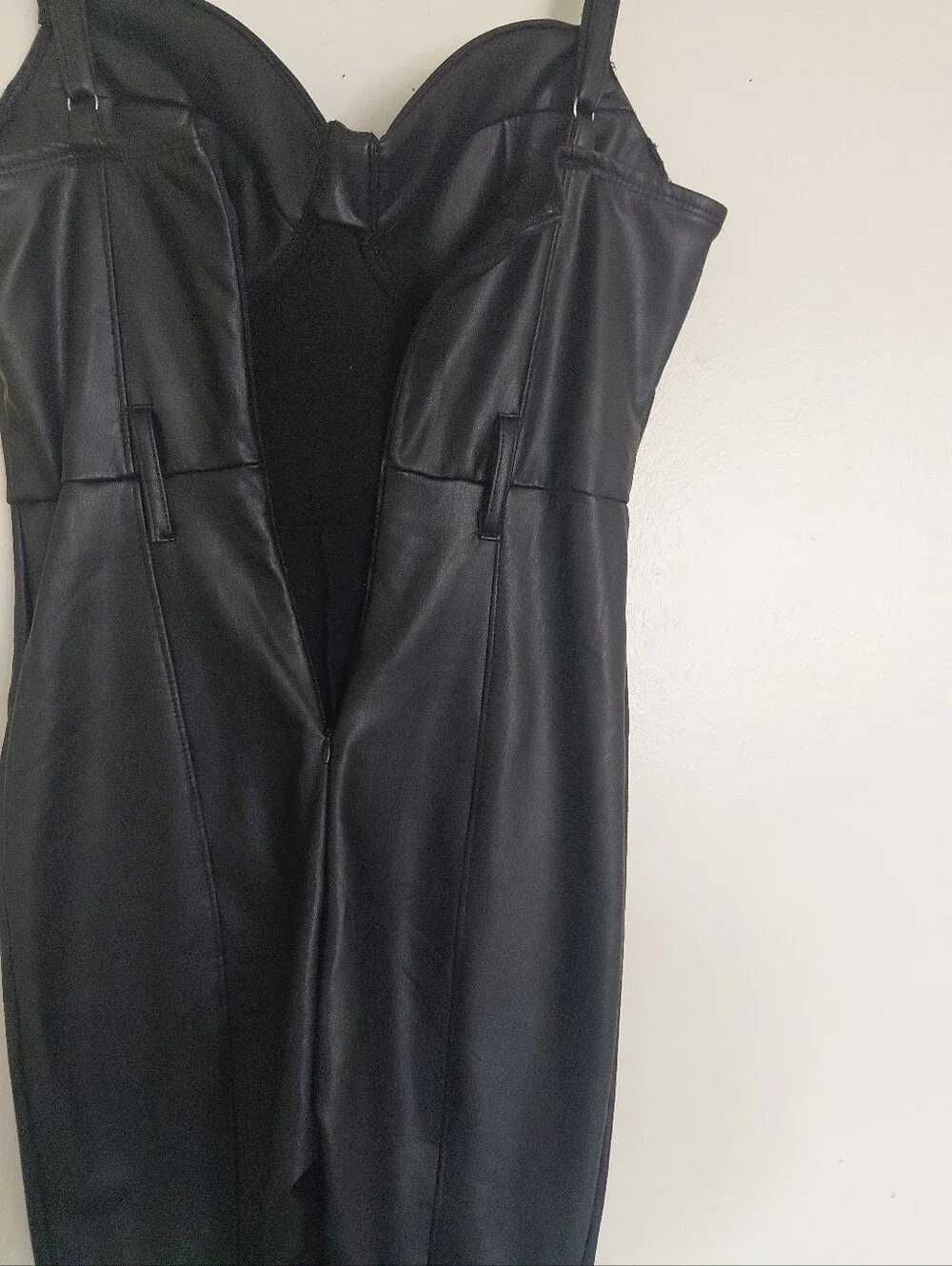 Haute Monde Women's Black Faux Leather Corset Top Pants Romper Size S